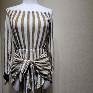 Striped Off-Shoulder Jumpsuit
